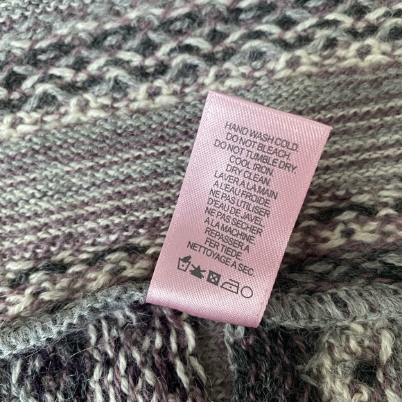 Calypso St. Barth 100% Baby Alpaca Cardigan Sweater Gray Pink Beaded, tassel S - Picture 6 of 16